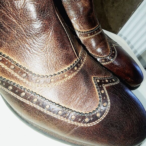 BENHEART Sz 7 FLORENCE Handmade Dip Dye Distressed Old Money Grunge Ankle Boots - Picture 10 of 16